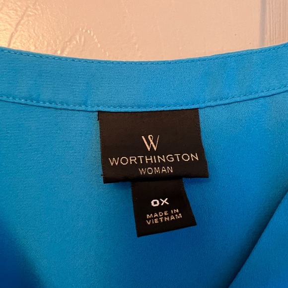 WORTHINGTON WOMAN TURQUOISE OX Hi Lo TOP - Picture 3 of 7